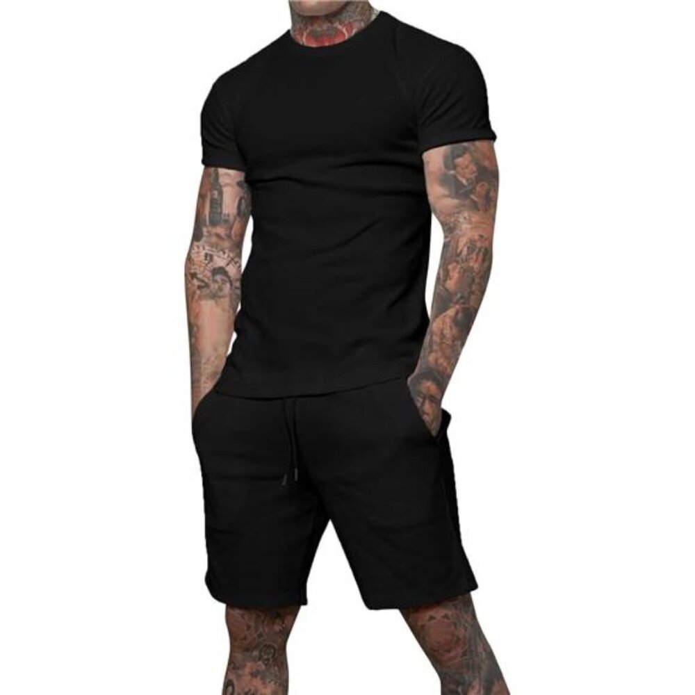 Mens Short Sets 2 Piece Outfits Fashion Summer Tracksuits Casual Shirt and Short